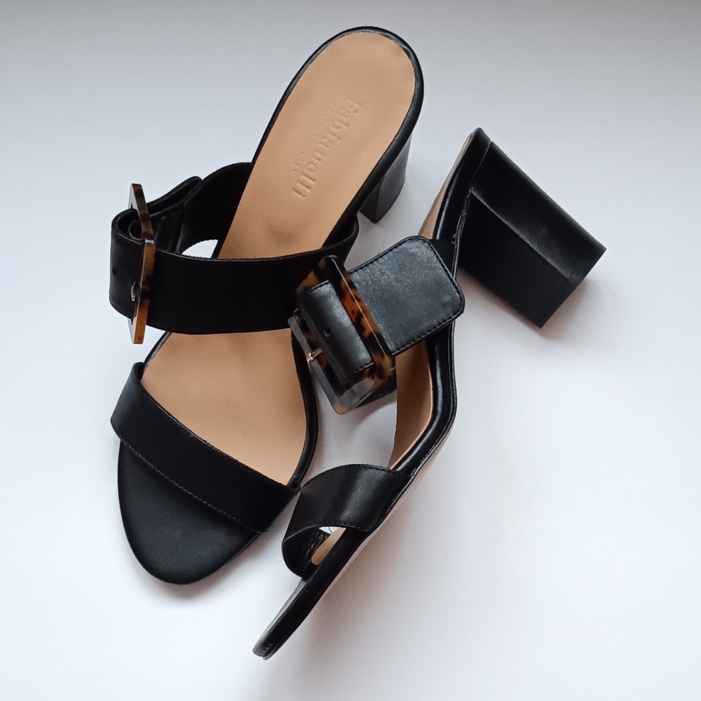 Fabianelli Leather 2 Strap Stacked Heel US Sz. 9.5